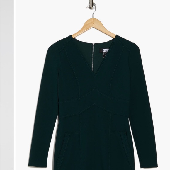 DKNY Long Sleeve V-Neck Sheath Dress - Picture 2 of 9